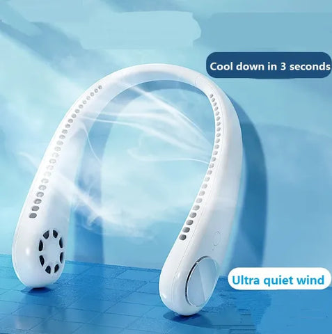 Portable Neck Fan, Hands Free "Hands-Free Bladeless Fan: 360° Cooling Personal Portable Neck Fan - Rechargeable and Convenient"